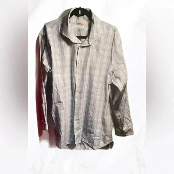 Michael Kors casual lightweight classic plaid button down long sleeve shirt 17.5 - Picture 1 of 3